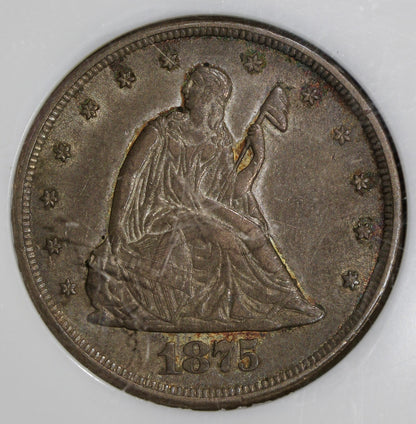 1875-CC (AU55 CAC) Twenty Cent Piece 20C NGC - Carson City