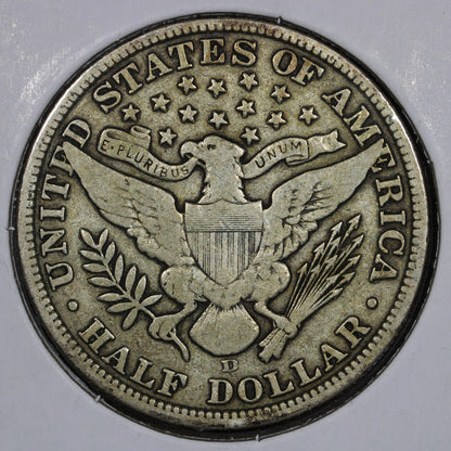 1907-D Barber Half Dollar 50C VF - Nice Condition