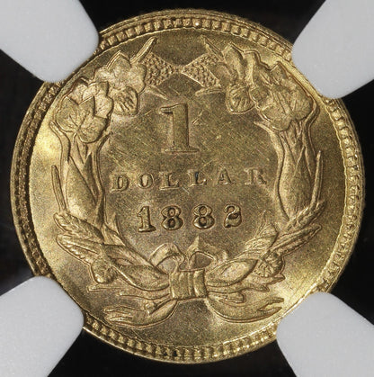 1882 (MS62) Type 3 Liberty Head Gold Dollar G$1 NGC