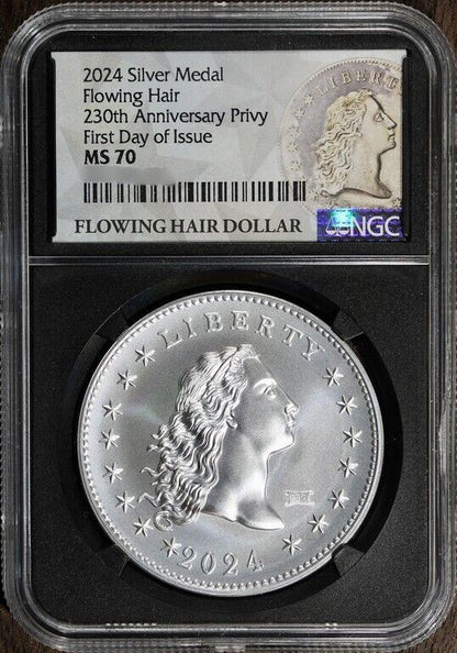 2024 (MS70) Flowing Hair Silver Medal 230th Anniversary (PRIVY) NGC - FDOI