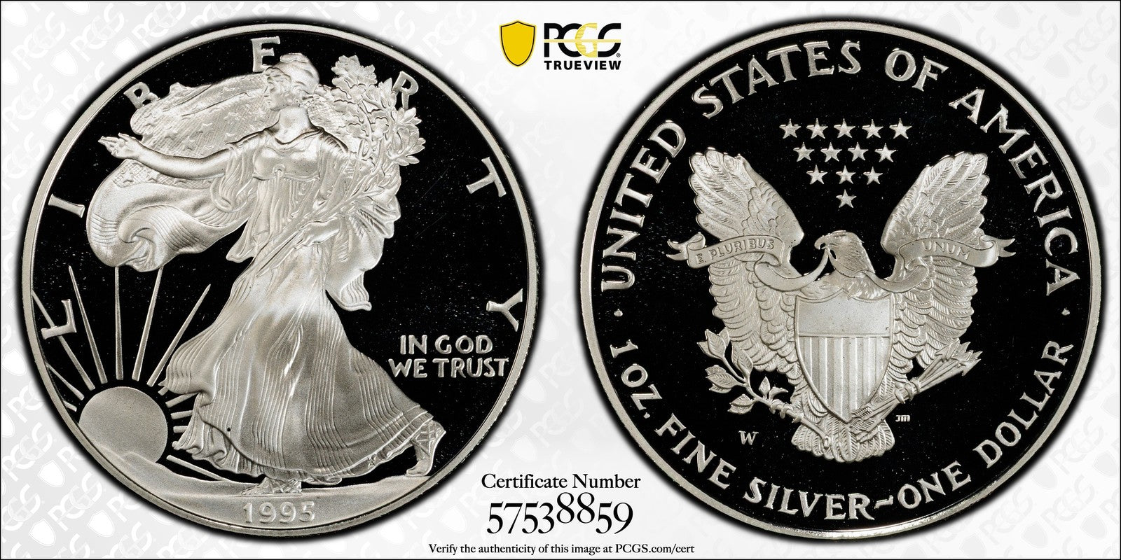 1995-W (PR69 DCAM) Proof American Silver Eagle $1 ASE PCGS - Key Date