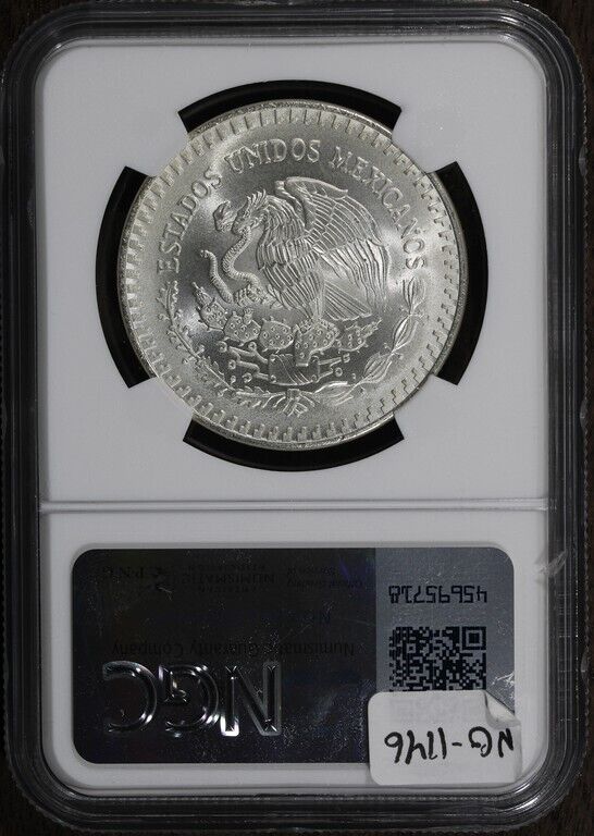 1991-Mo (MS69) Mexico 1 Onza NGC Silver Coin - Type 2 Small Onza