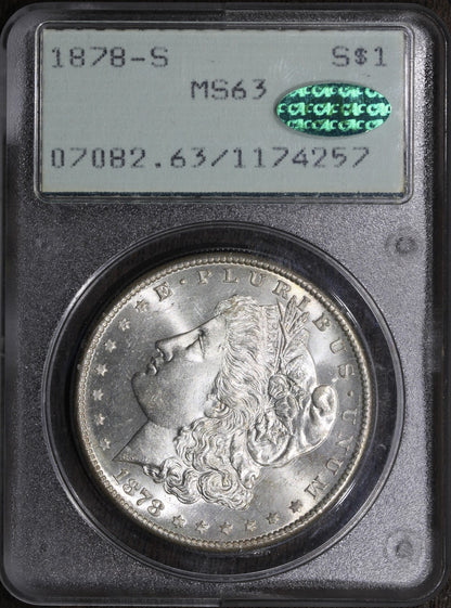1878-S (MS63 CAC) Morgan Silver Dollar $1 PCGS OGH Rattler