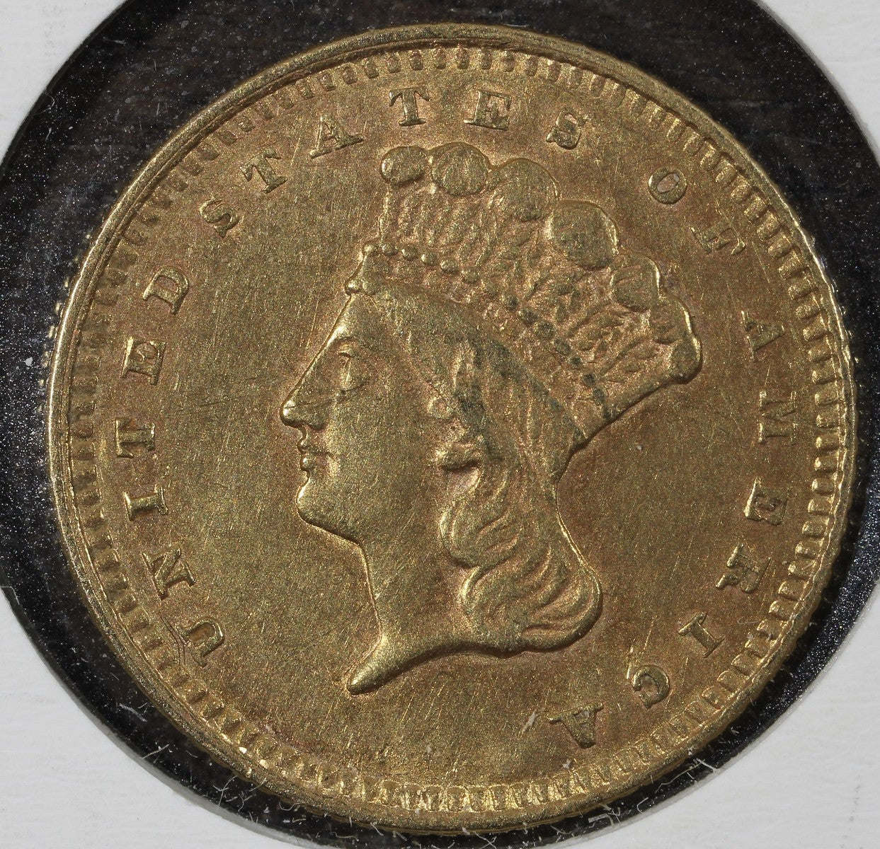 1861 Type 3 Gold Dollar G$1 AU About Uncirculated