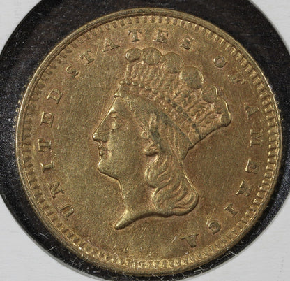1861 Type 3 Gold Dollar G$1 AU About Uncirculated