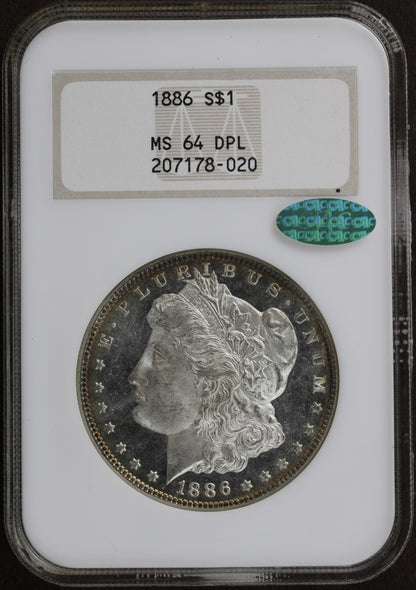 1886 (MS64 DMPL CAC) Morgan Silver Dollar $1 NGC Fatty Old Holder