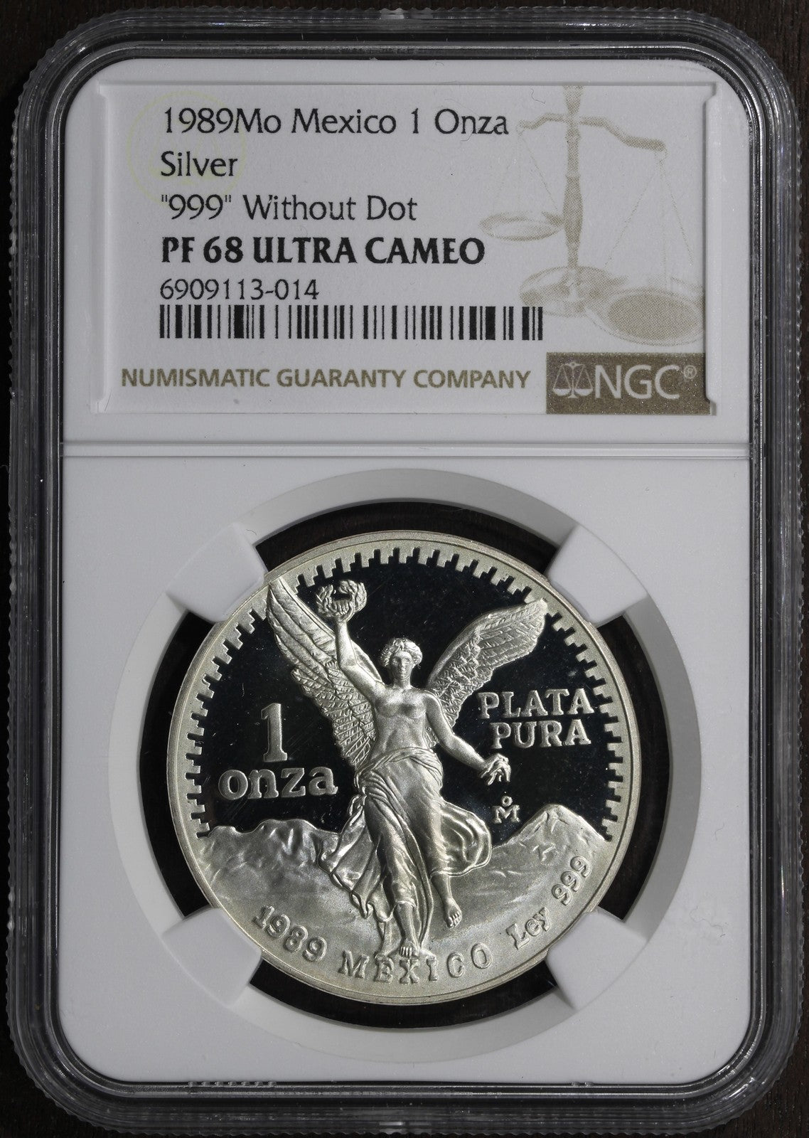 1989-Mo (PF68 Ultra Cameo) Proof Mexico 1 oz Silver Libertad Onza NGC