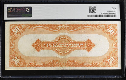 1913 $50 Gold Certificate Fr#1199 Teehee Burke PMG VF30