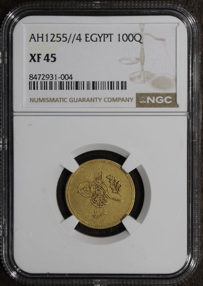 AH1255 Year 5 (1843) Egypt Gold 100 Qirsh (XF45) NGC