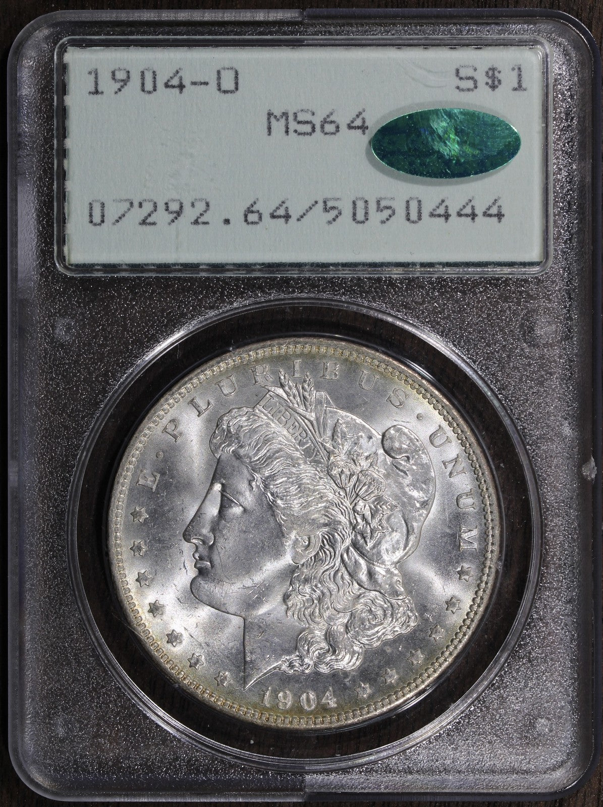 1904-O (MS64 CAC) Morgan Silver Dollar $1 PCGS Rattler