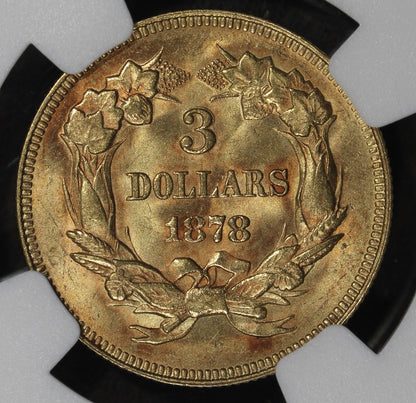 1878 (MS64) Indian Princess Three Dollar Gold $3 NGC