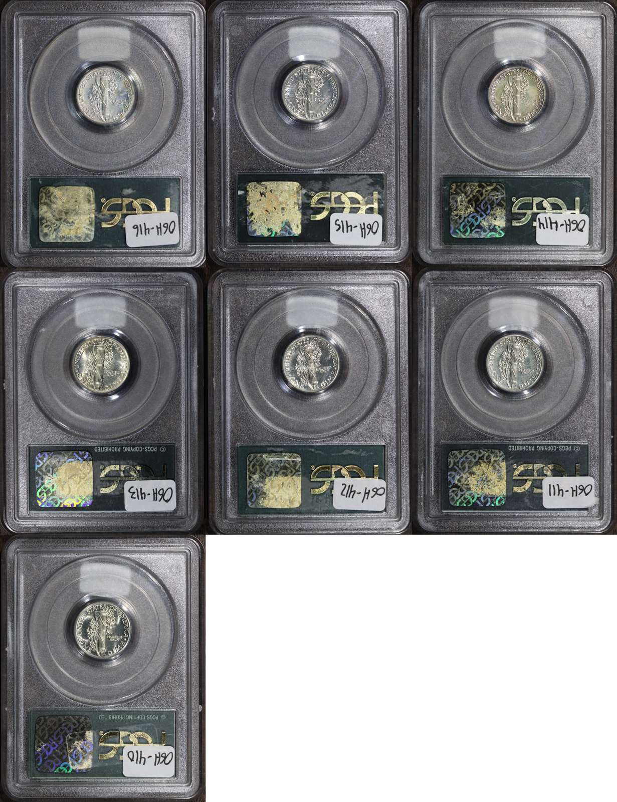 Mercury Dime 7 Coin Complete Proof Set (PF66 CAC) PCGS OGH 36 37 38 39 40 41 42