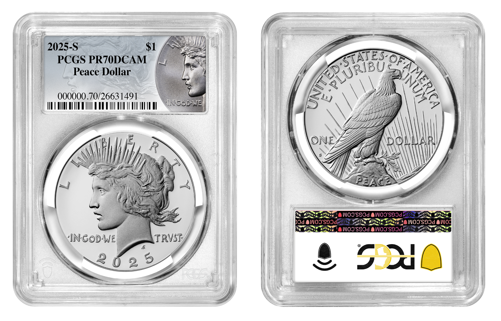 2025-S (PR70) Proof Morgan & Peace Silver Dollar (2 Coin Set) PCGS Presale