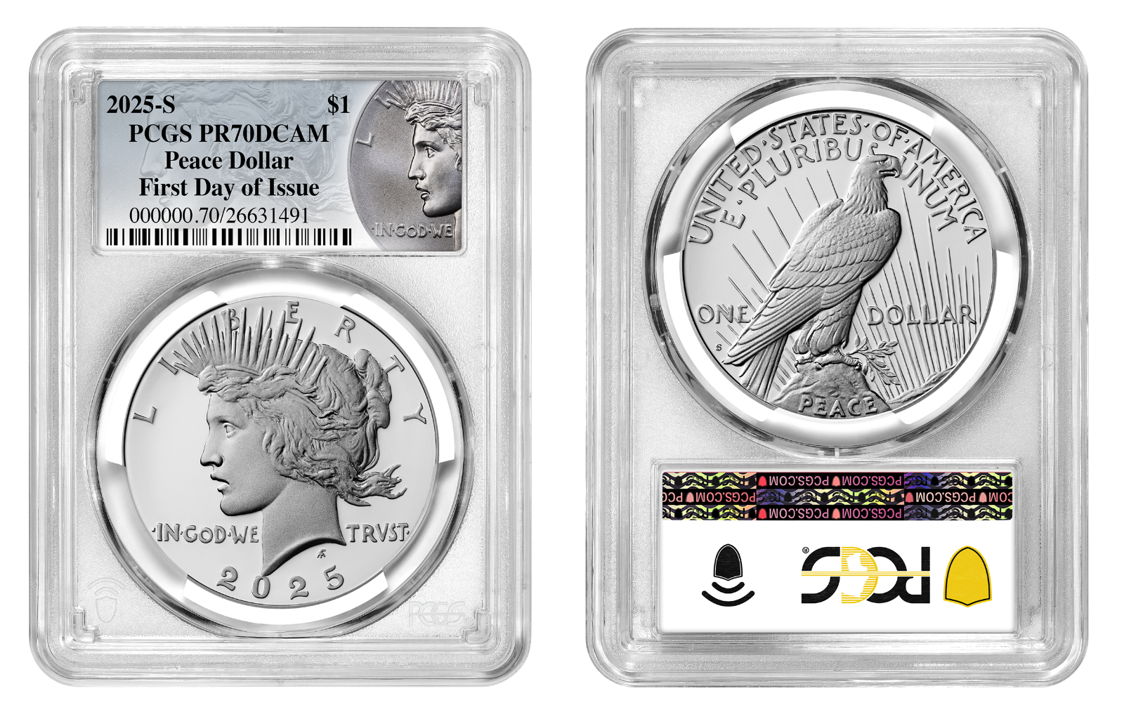 2025-S (PR70) Proof Morgan & Peace Silver Dollar (2 Coin Set) FDOI PCGS Presale
