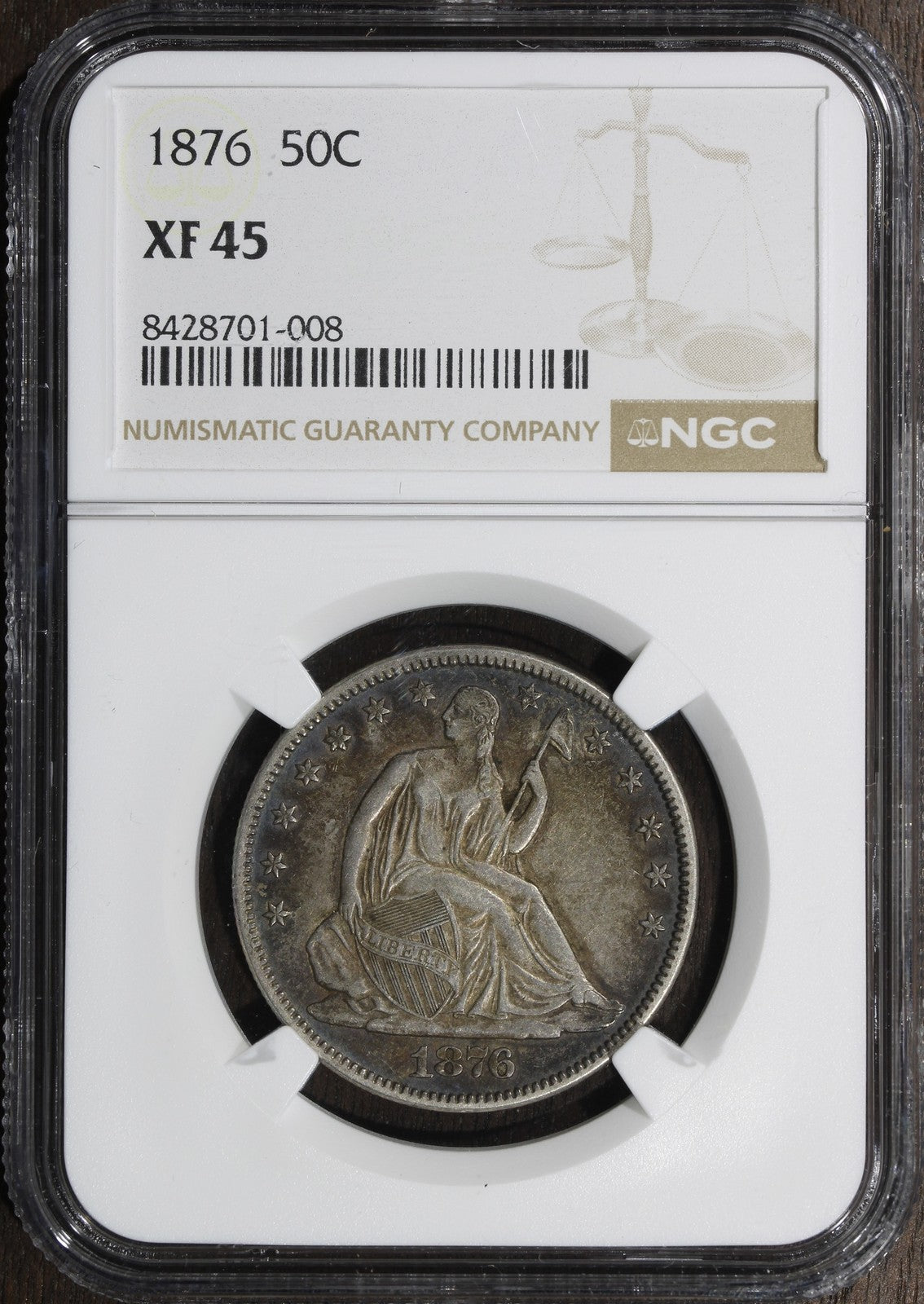 1876 (XF45) Seated Liberty Half Dollar 50C NGC - Great Type Coin