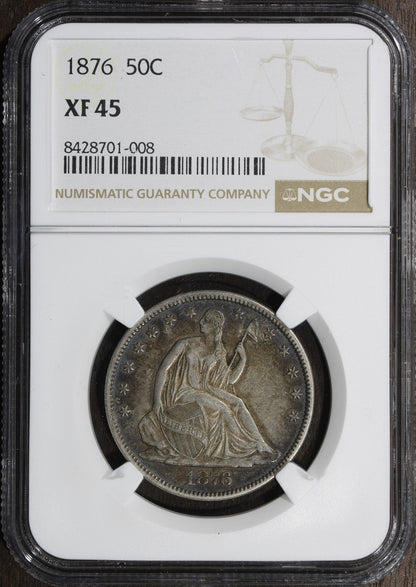 1876 (XF45) Seated Liberty Half Dollar 50C NGC - Great Type Coin