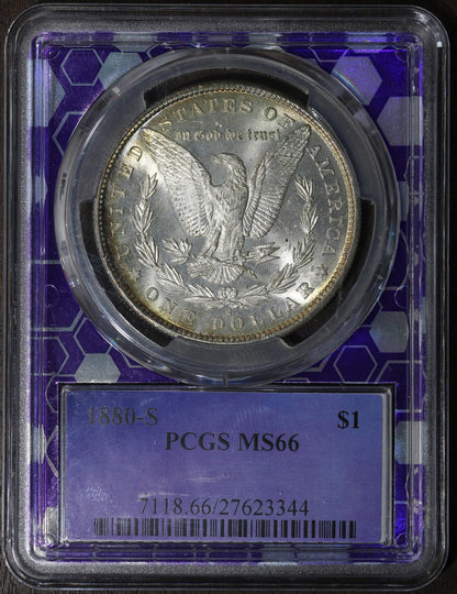 1880-S (MS66) Morgan Silver Dollar $1 PCGS - MONSTER RAINBOW TONING