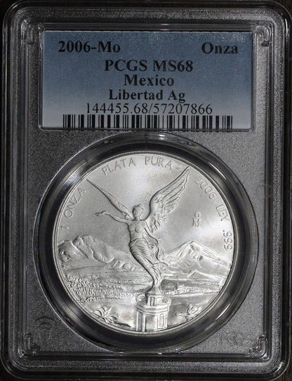 2006-Mo (MS68) 1 oz Silver Libertad Onza PCGS - Key Date