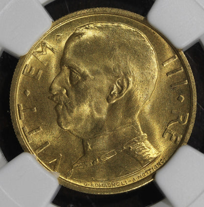 1931R IX (MS65+ PLUS) Italy Gold 50 Lire 50L NGC