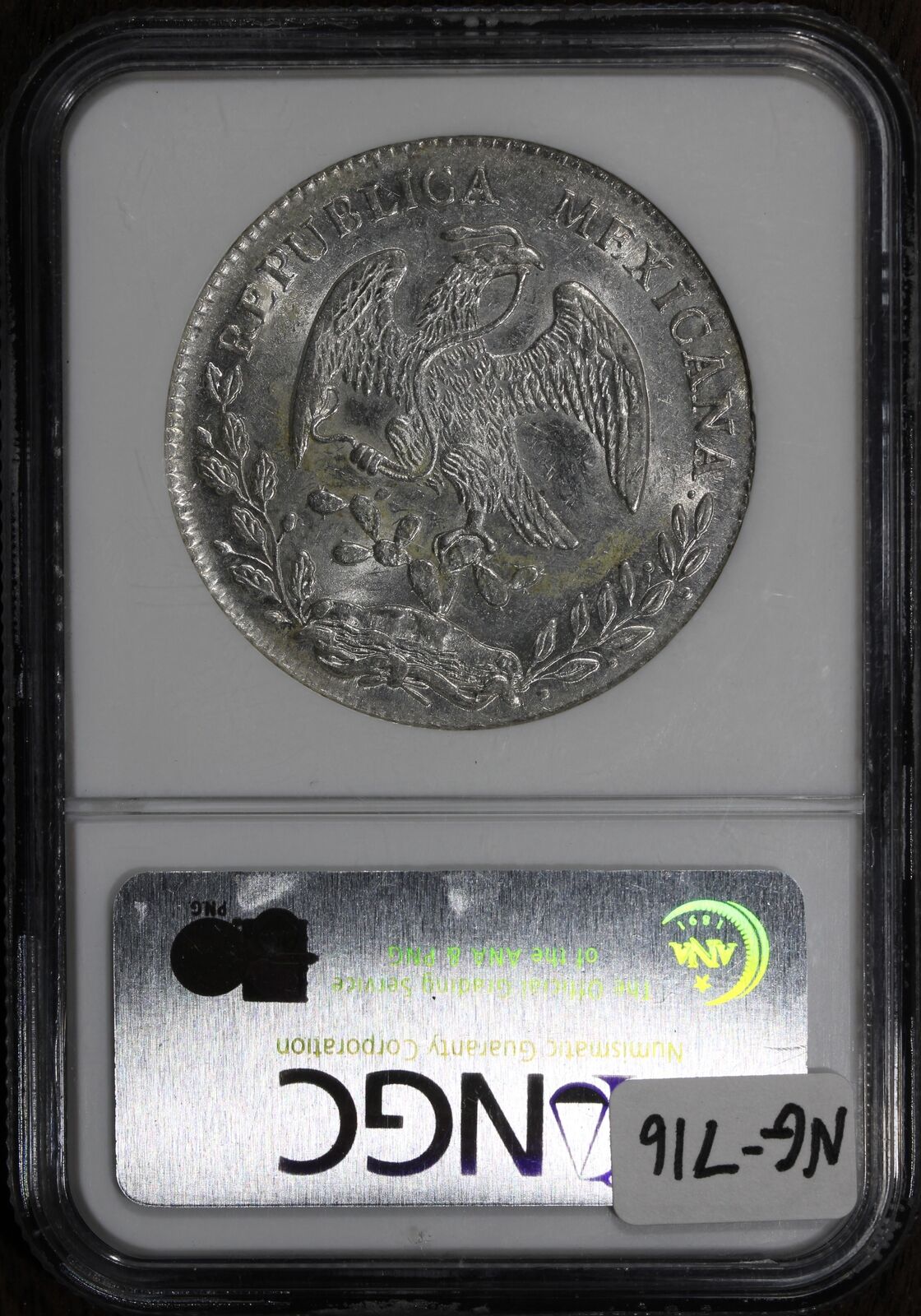 1876 Ca MM Brilliant Uncirculated Mexico Cap & Rays 8 Reales NGC - Chihuahua !