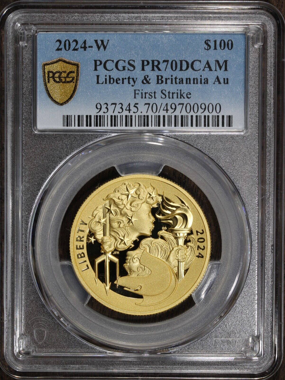 2024-W (PF70) 1 oz $100 Proof Gold Liberty & Britannia PCGS FIRST STRIKE-US Mint