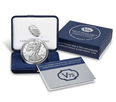 2020-W V75 Proof Silver Eagle OGP & COA - End of World War II - 20XF