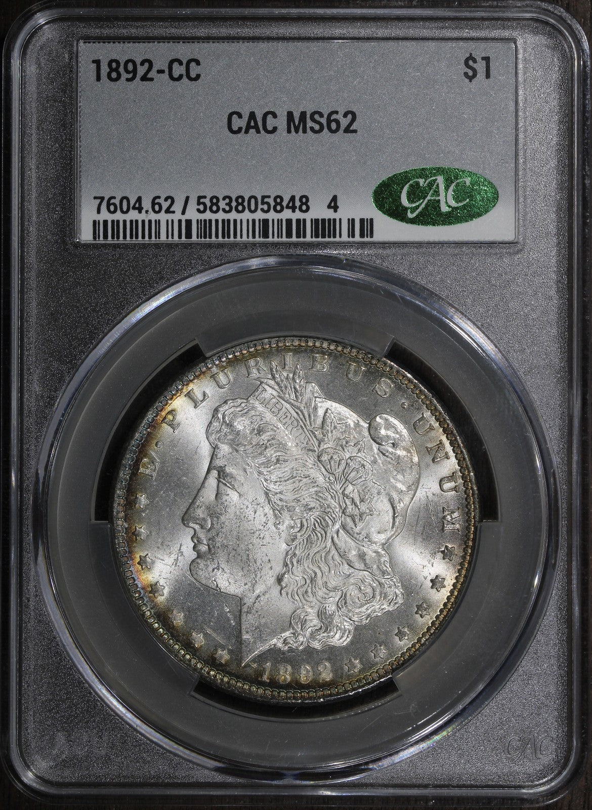 1892-CC (MS62 CAC) Morgan Silver Dollar $1 CACG