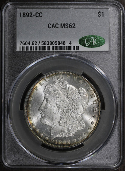 1892-CC (MS62 CAC) Morgan Silver Dollar $1 CACG
