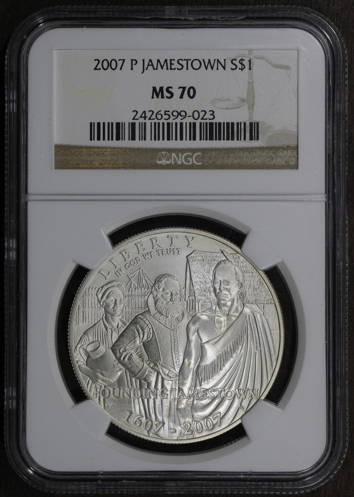 2007-P (MS70) Jamestown Silver Dollar S$1 NGC
