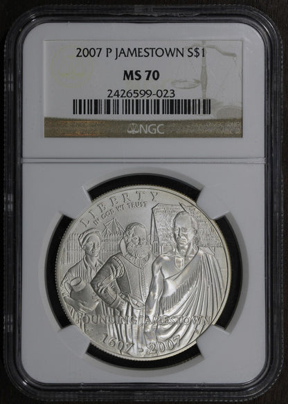 2007-P (MS70) Jamestown Silver Dollar S$1 NGC