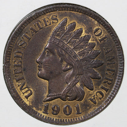 1901 Indian Head Cent 1C IHC - BU Uncirculated , Red Remaining