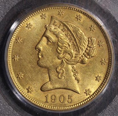 1905 (AU58 CAC) Liberty Head Gold Half Eagle $5 PCGS OGH