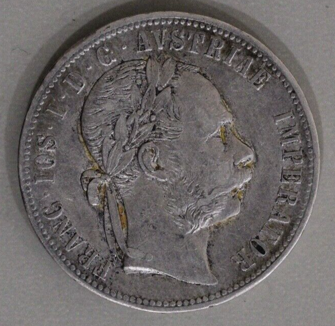 1877 Austrian Empire 1 Florin Silver Coin