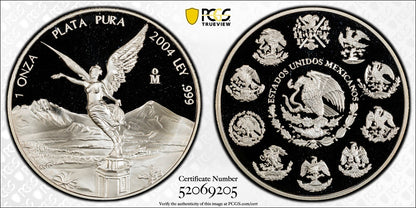 2004-Mo (PR68 DCAM) Proof Silver 1 oz Mexico Libertad Onza PCGS