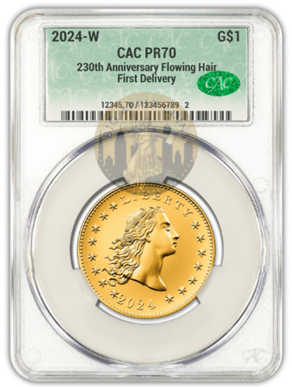 2024 (PR70) Flowing Hair $1 Gold Coin-230 Anniversary-First Delivery FD CAC