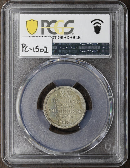 1848 (AU Detail) Danish West Indies 20 Skilling 20SK PCGS PCGS