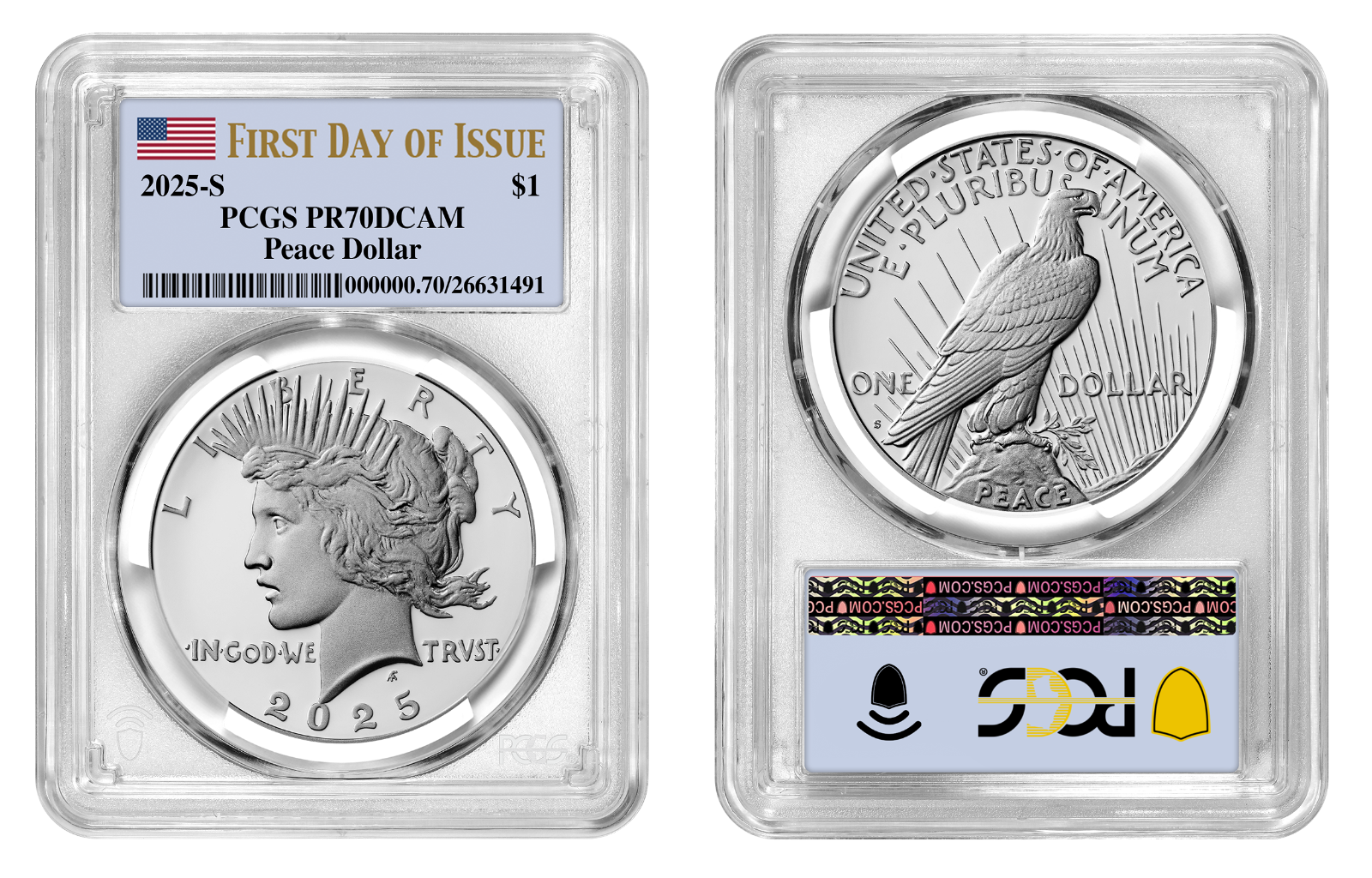 2025-S (PR70) Proof Morgan & Peace Silver Dollar (2 Coin Set) FDOI PCGS Presale