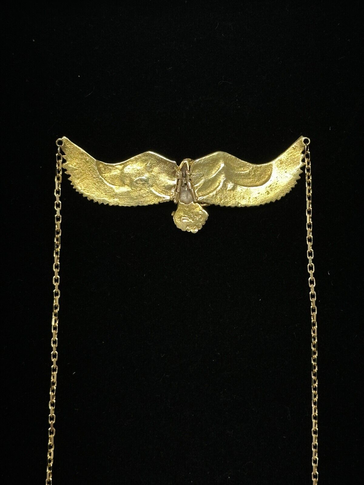 14 Karat Yellow Gold Chain Necklace with Flying Eagle Pendant - 33.5 in; 33.3 g