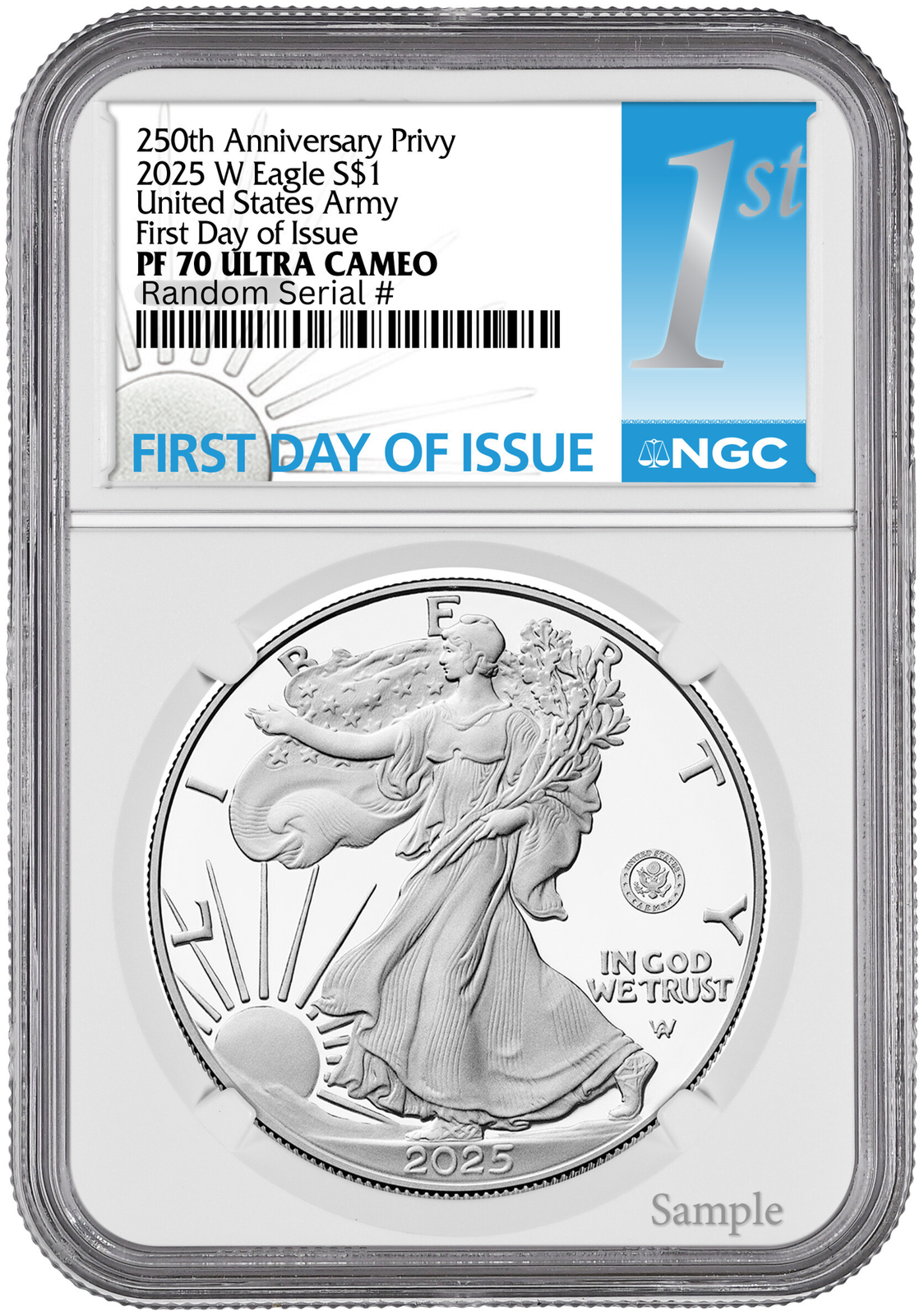 2025-W (PF70) Proof American Silver Eagle ~U.S. Army Privy~ $1 NGC FDOI -Presale