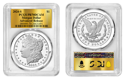 2024-S (PR70) Proof Morgan & Peace Dollar Advanced Release AR (Gold Foil) PCGS