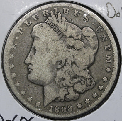 1893-CC Morgan Silver Dollar $1 - VG Very Good