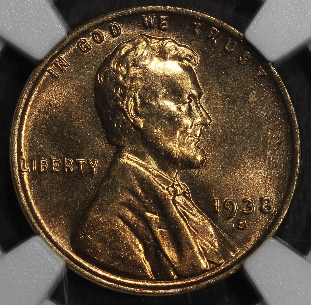 1938-S (MS67RD CAC) Lincoln Wheat Cent 1C NGC - Proof Like Surfaces