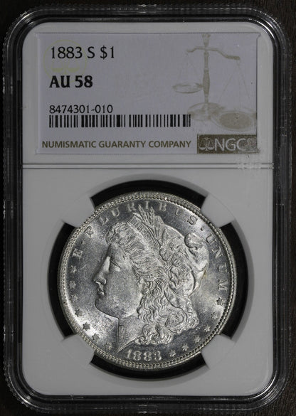 1883-S (AU58) Morgan Silver Dollar $1 NGC - Key Date Conditional Rarity