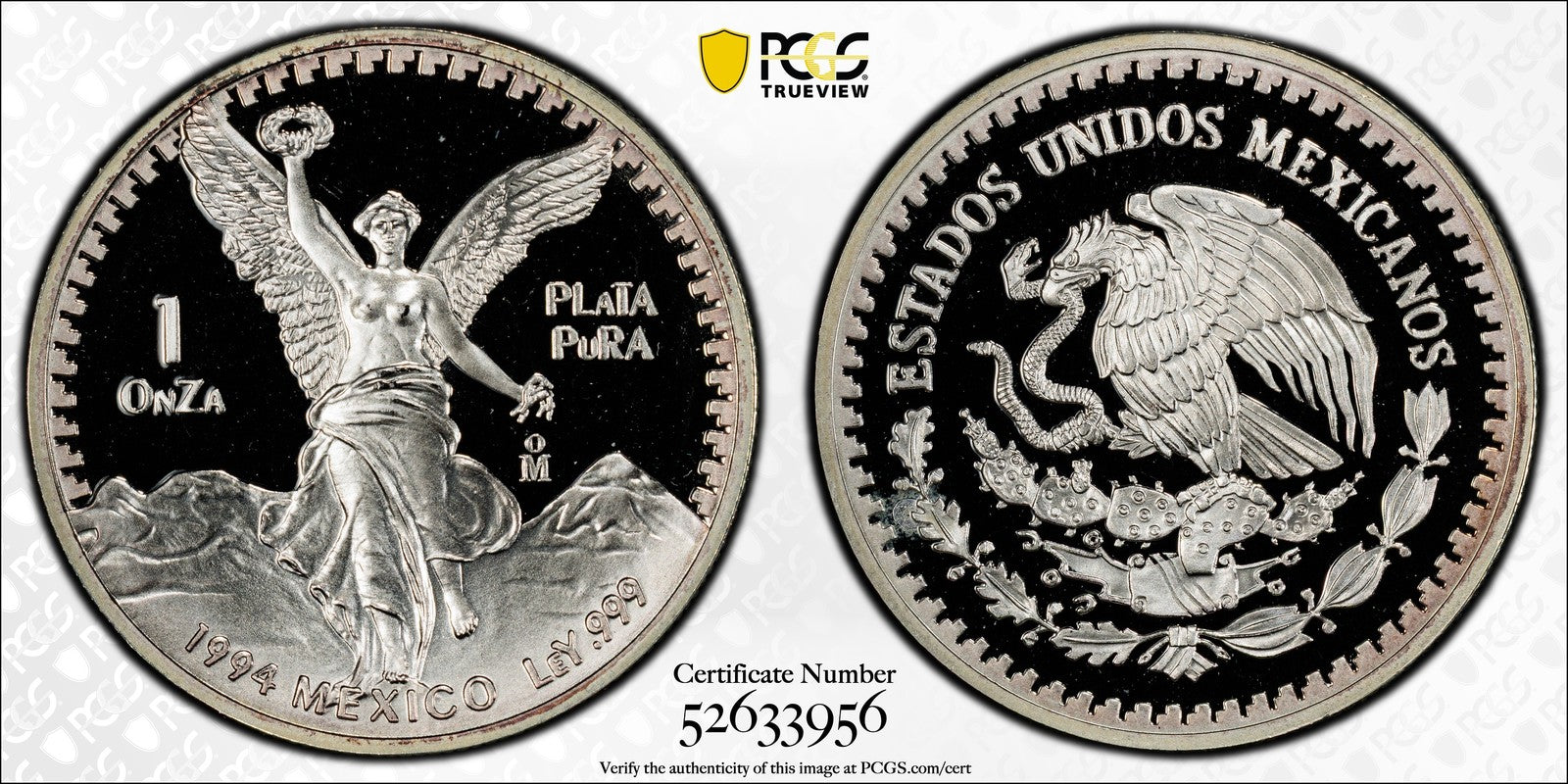 1994-Mo (PR69 DCAM) Proof Libertad Onza 1 oz Silver PCGS - Beautiful