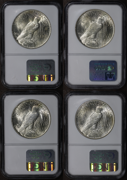 1922 1923 1924 1925 (MS64) Lot of 4 Peace Dollar $1 NGC - All MS64