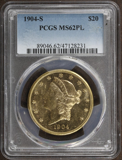 1904-S (MS62 PL) Liberty Head Gold Double Eagle $20 PCGS - Prooflike