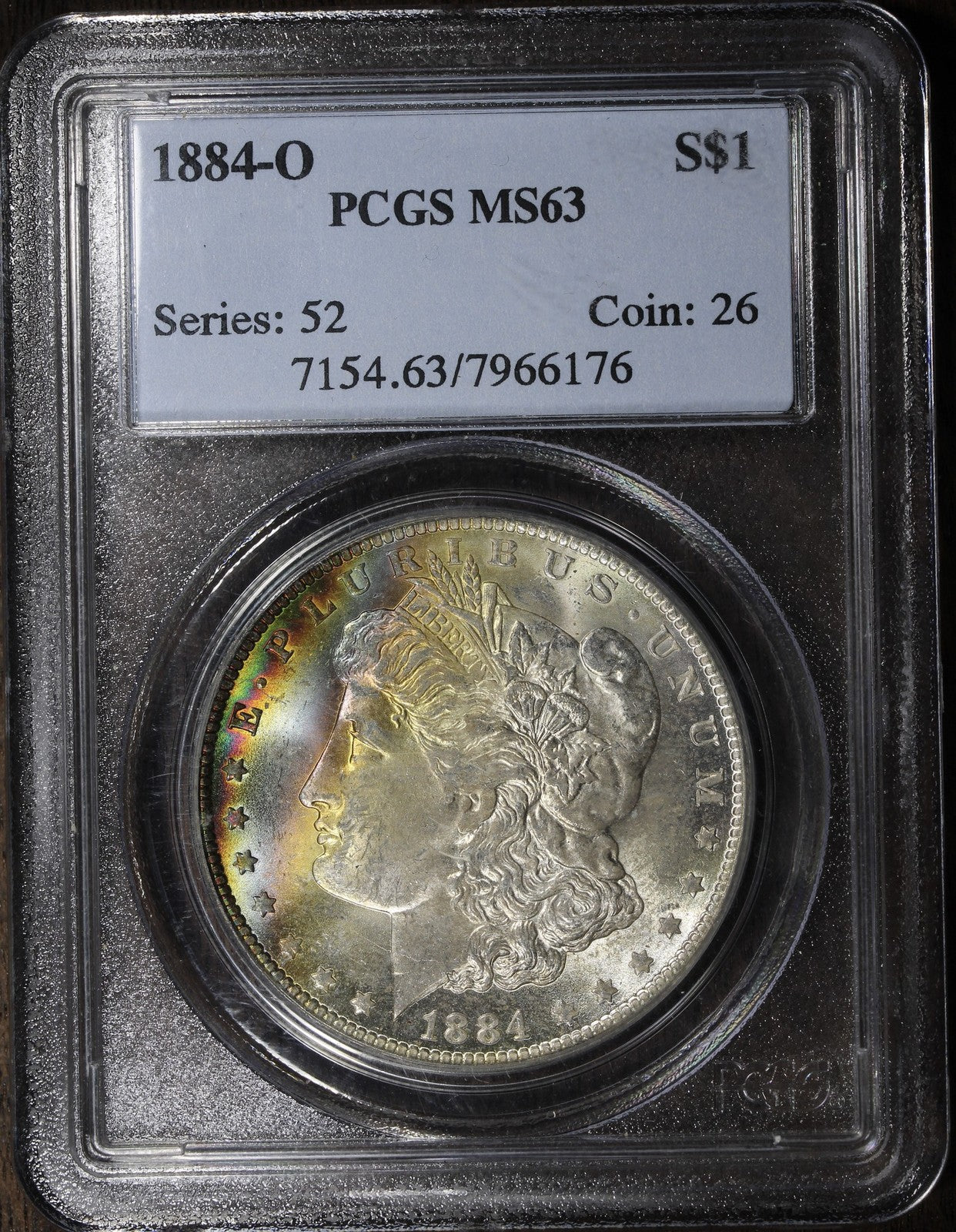 1884-O (MS63) Morgan Silver Dollar $1 PCGS - Rainbow Toned