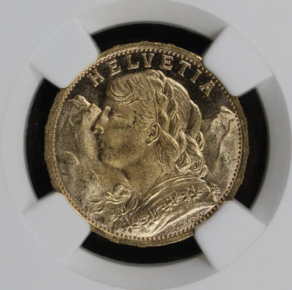 1930-B (MS65) Switzerland Gold 20 Francs 20F NGC - Gem, Prooflike Fields