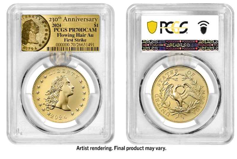 2024 (PR70) Flowing Hair $1 Gold Coin-230 Anniversary-First Strike FS PCGS