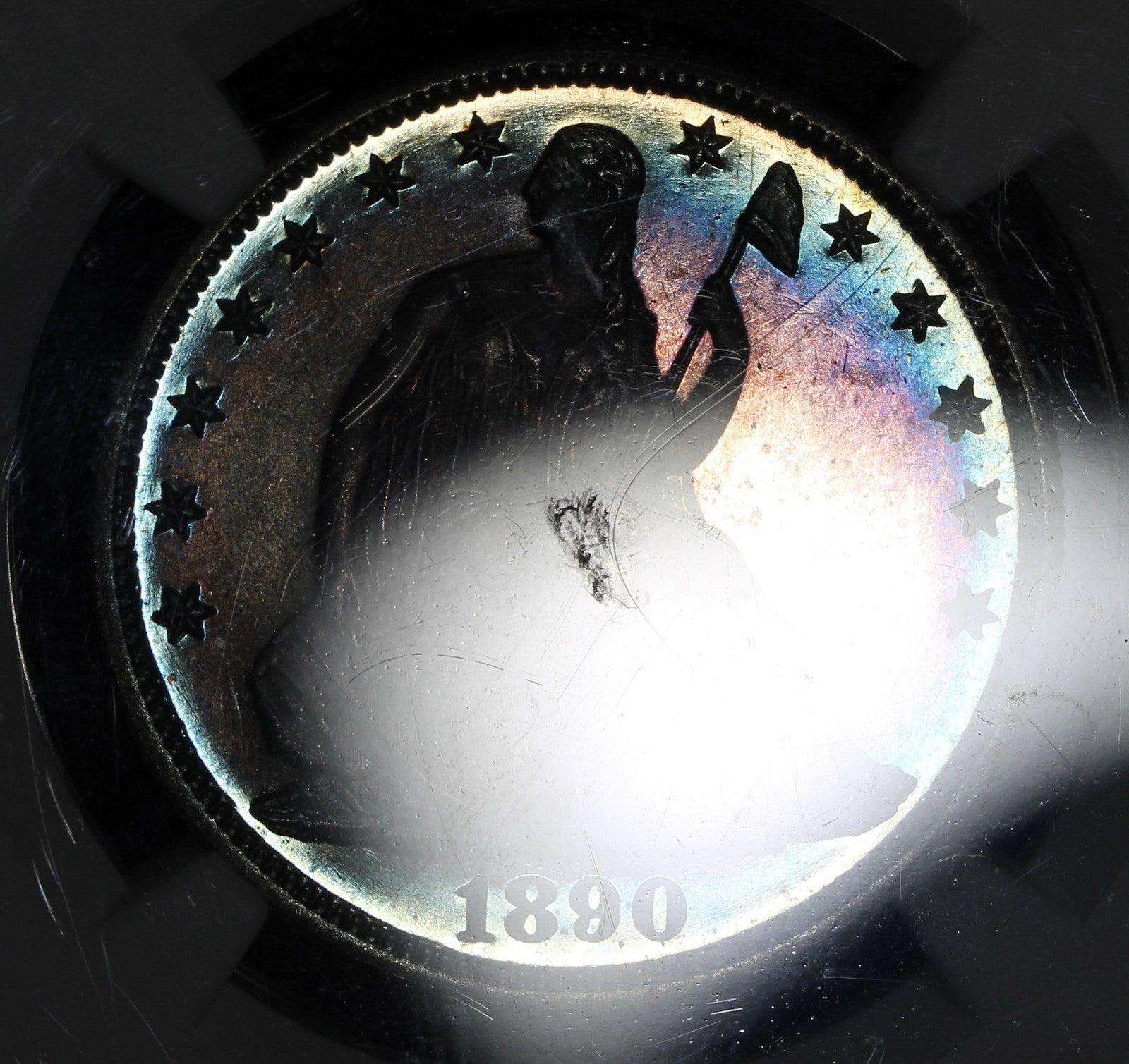1890 (PF67) Proof Seated Liberty Half Dollar 50C NGC - Rainbow Color